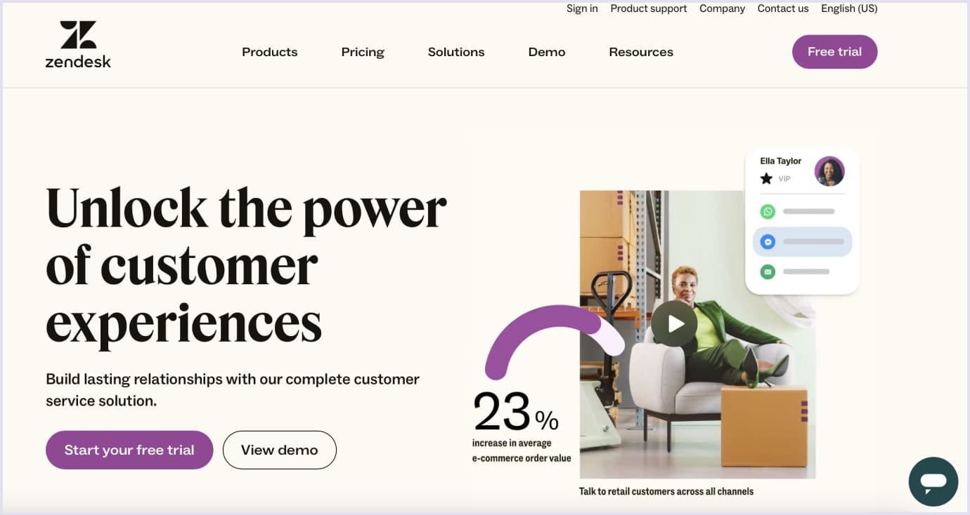 Calls to action on Zendesk's platform Calls to action on Zendesk's website