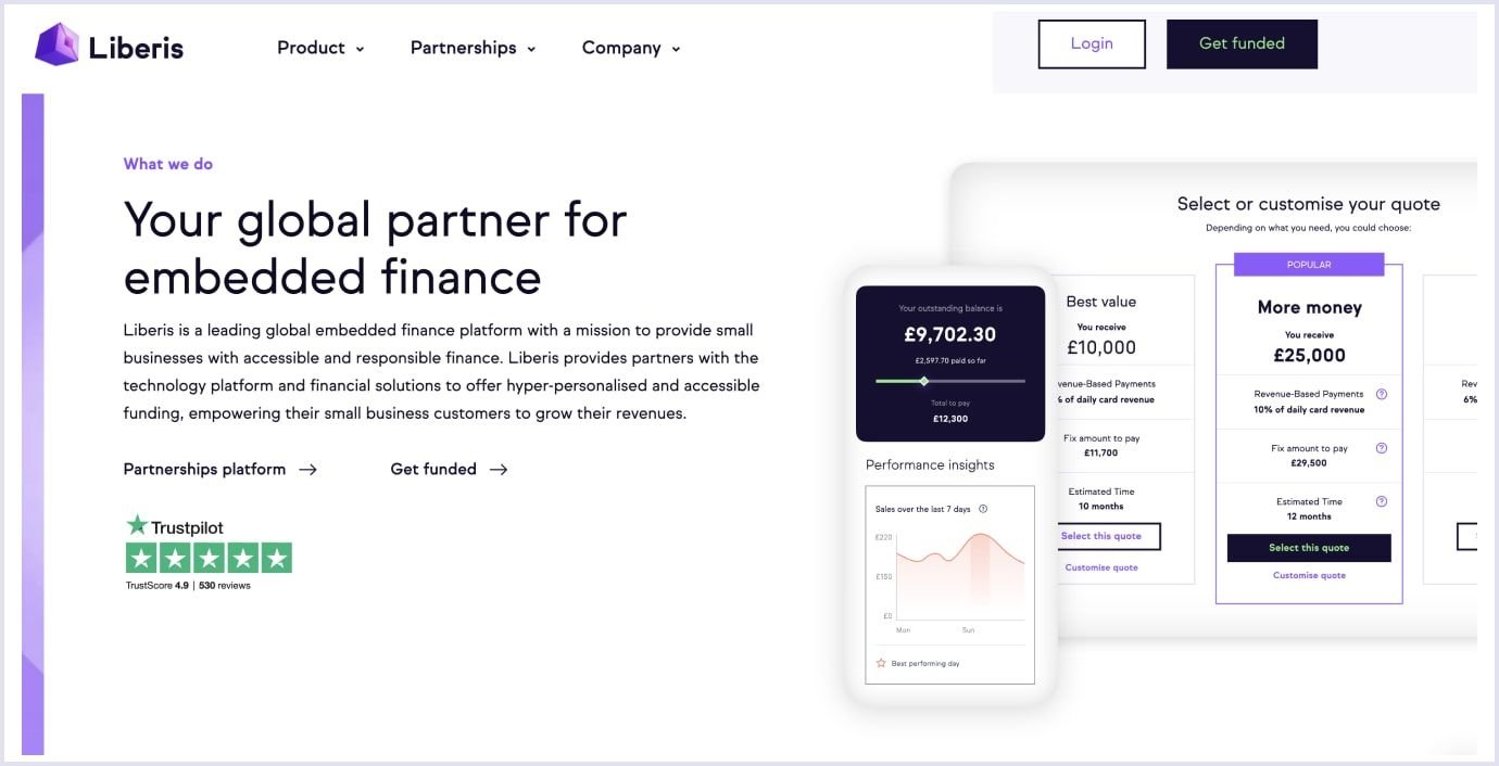 Liberis SaaS solution Financial SaaS platform example