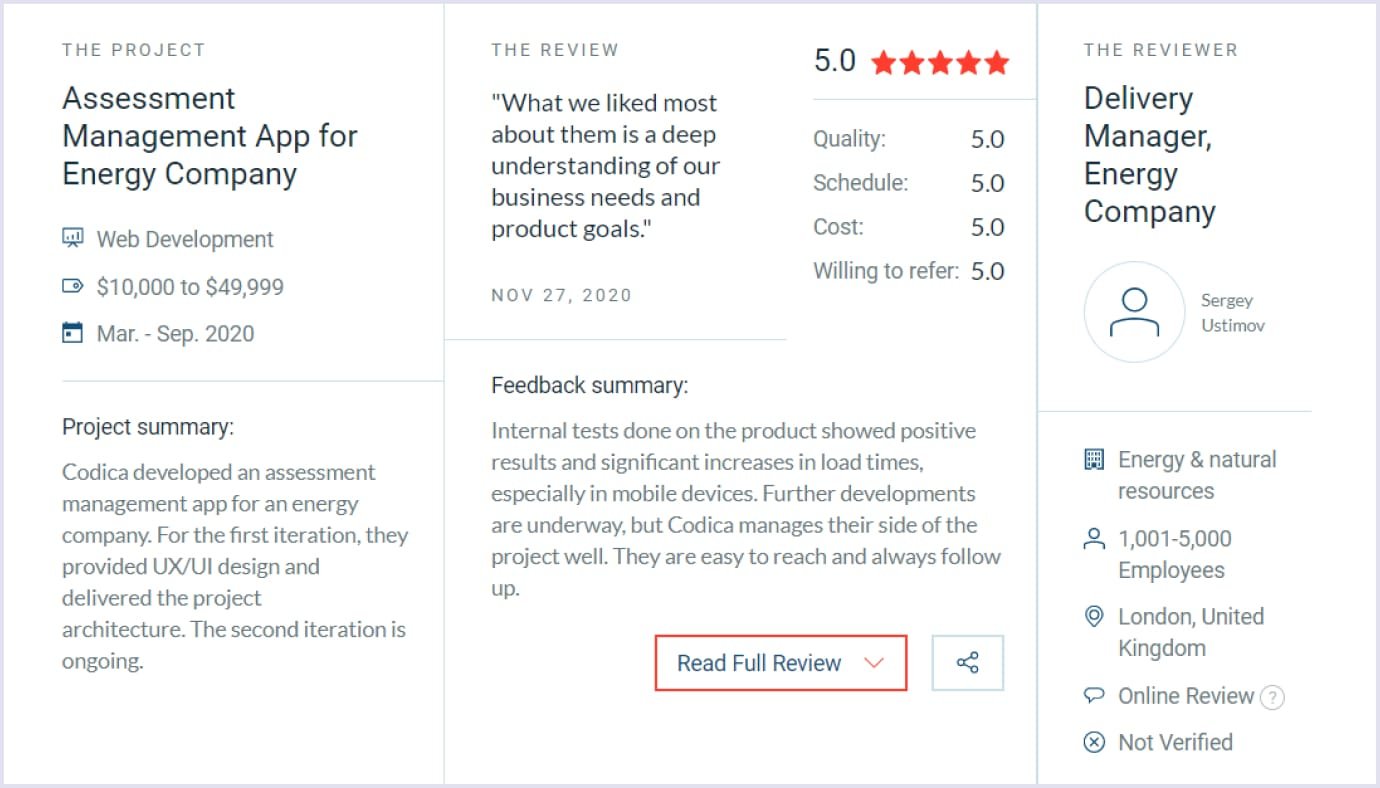 Review from the client on Clutch Review from the client on Clutch