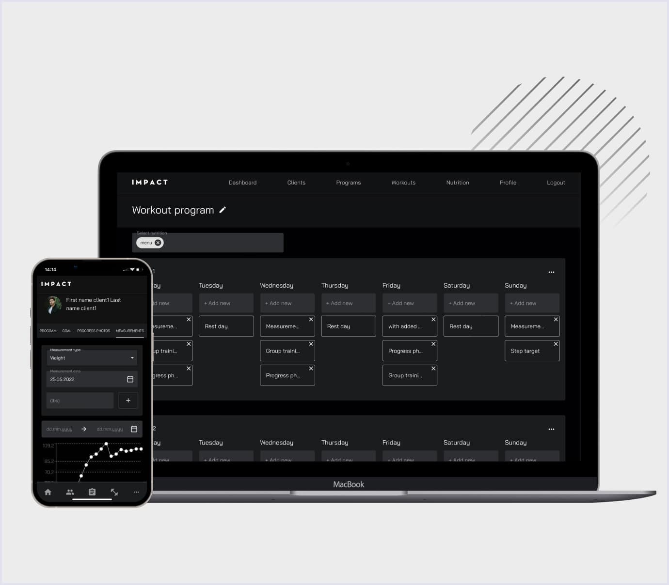 Impact app made by Codica team Example of the Impact app