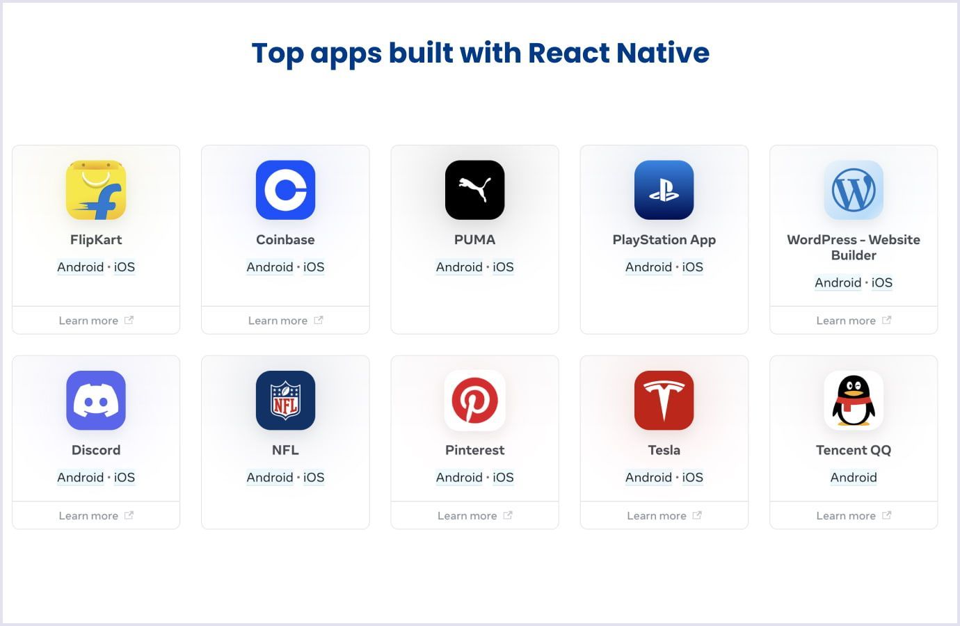Top products built with React Native