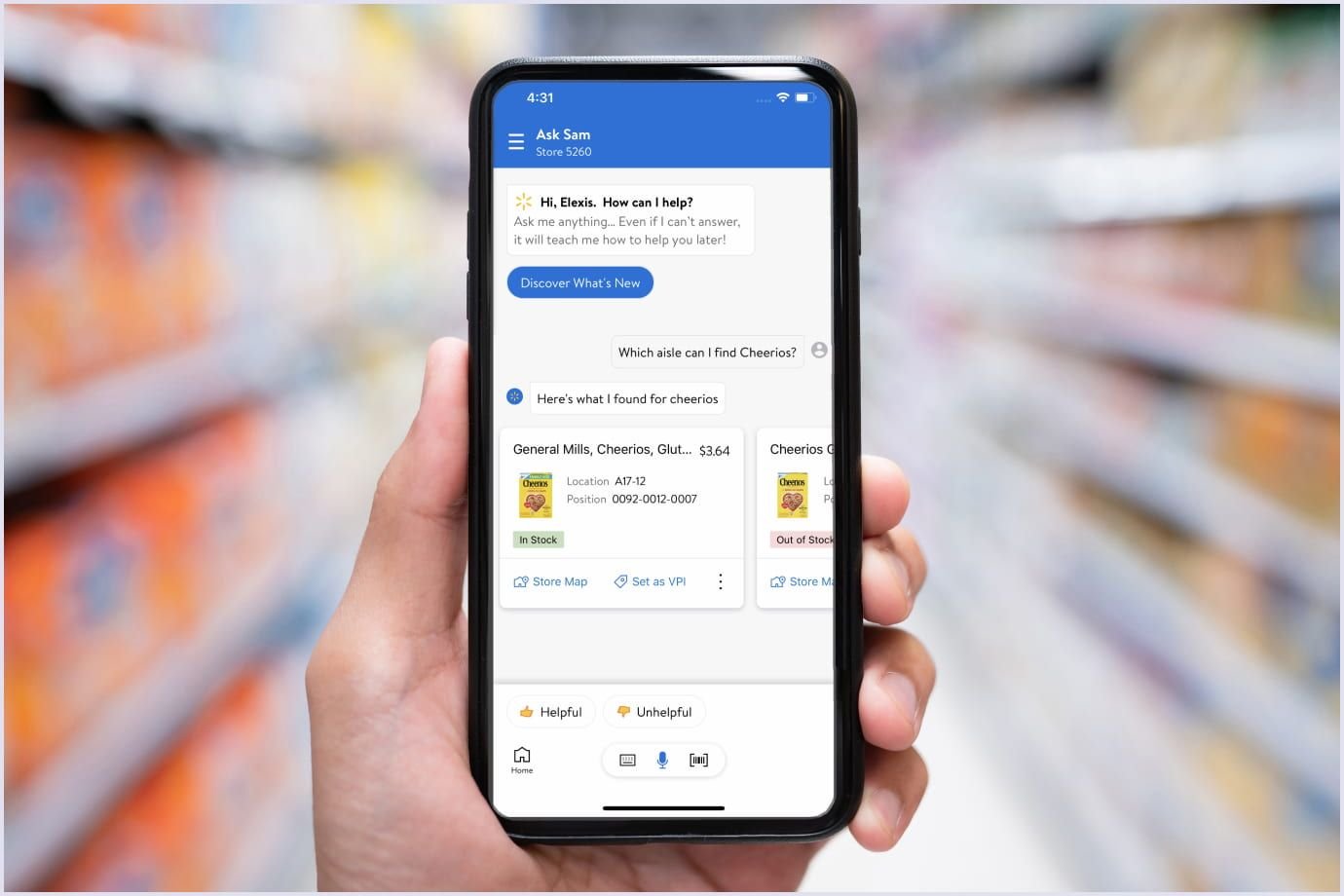 Ask Sam assistant by Walmart Ask Sam AI assistant