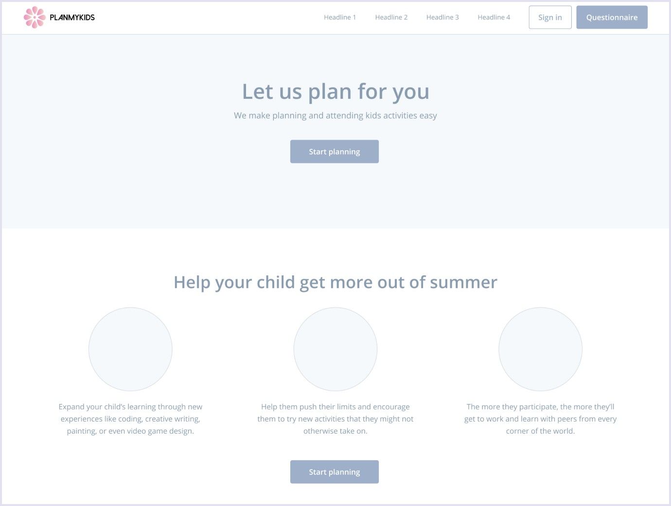 Prototype created by Codca team for the activity booking marketplace PlanMyKids