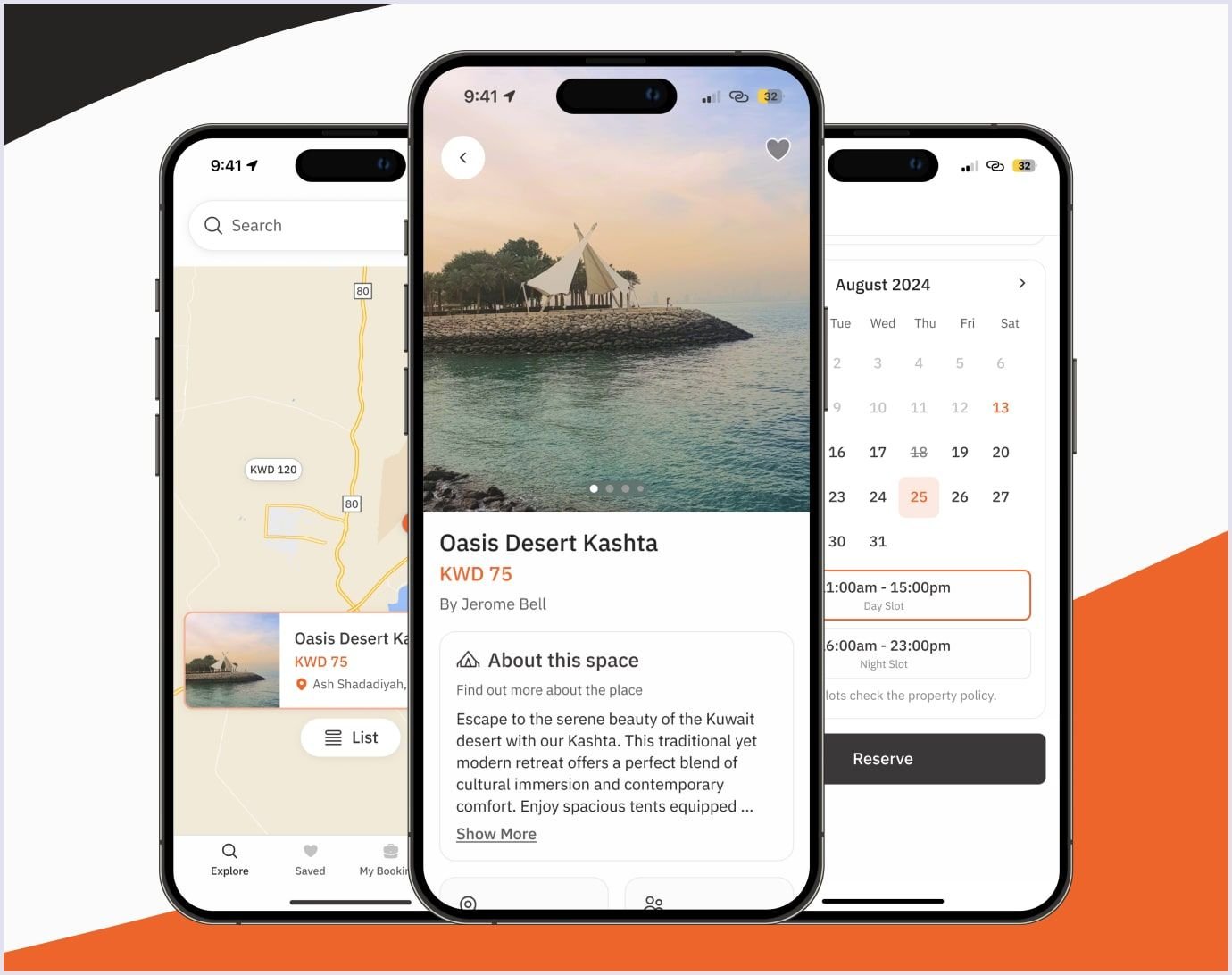 Kashta App by Codica: Property Search and Booking Kashta mobile app by Codica: property search, detailed listings, and a booking calendar