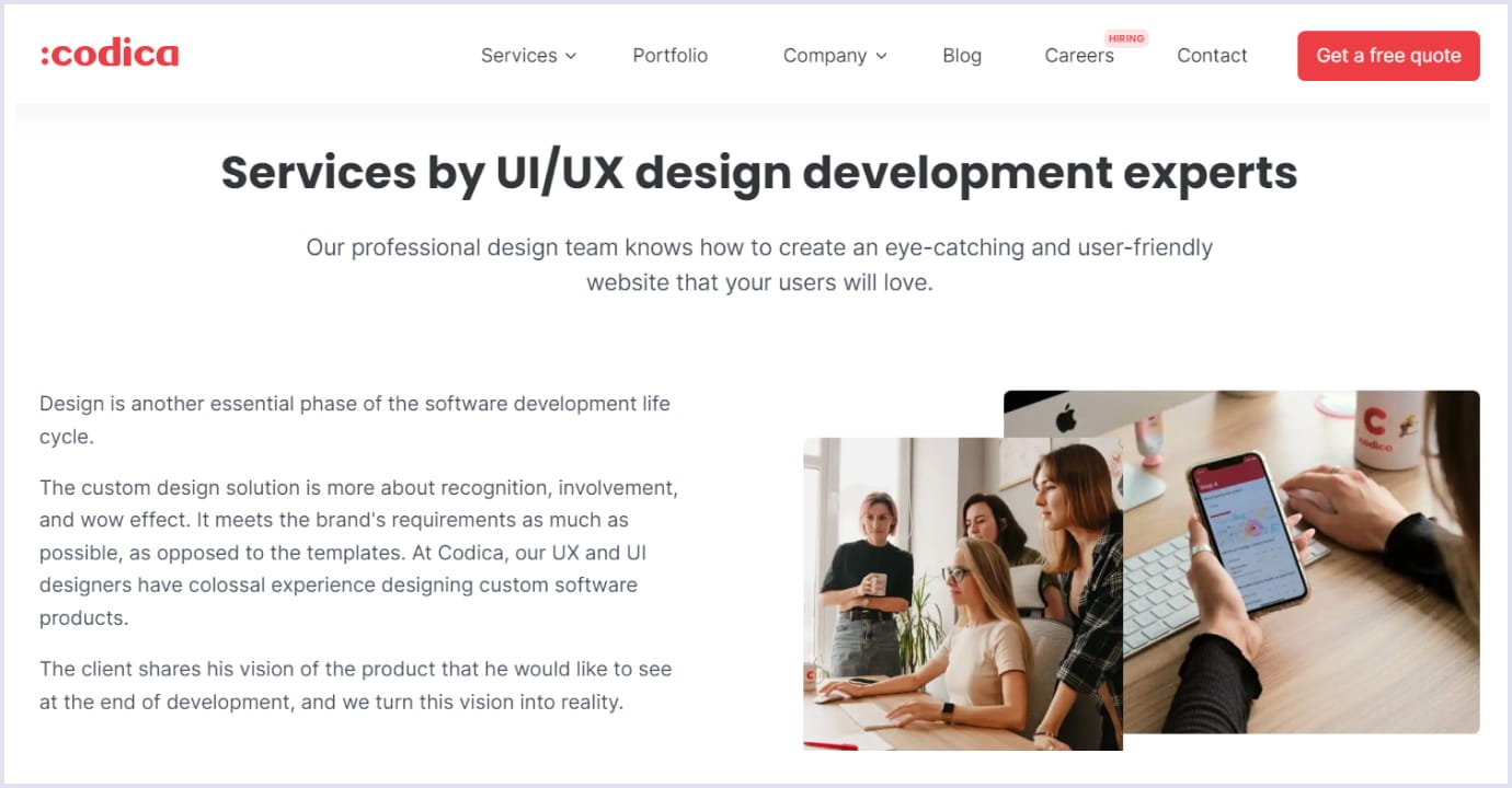 Web design services at Codica