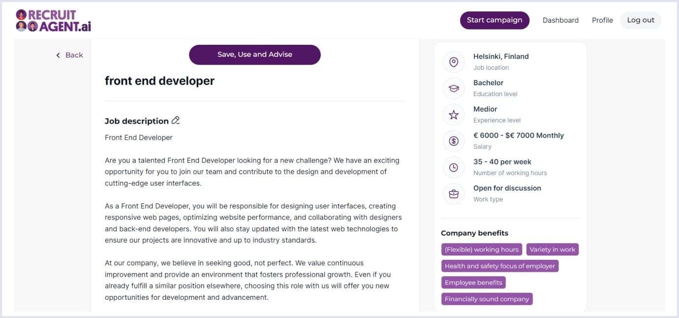 AI system in job posting platform AI model in job posting platform