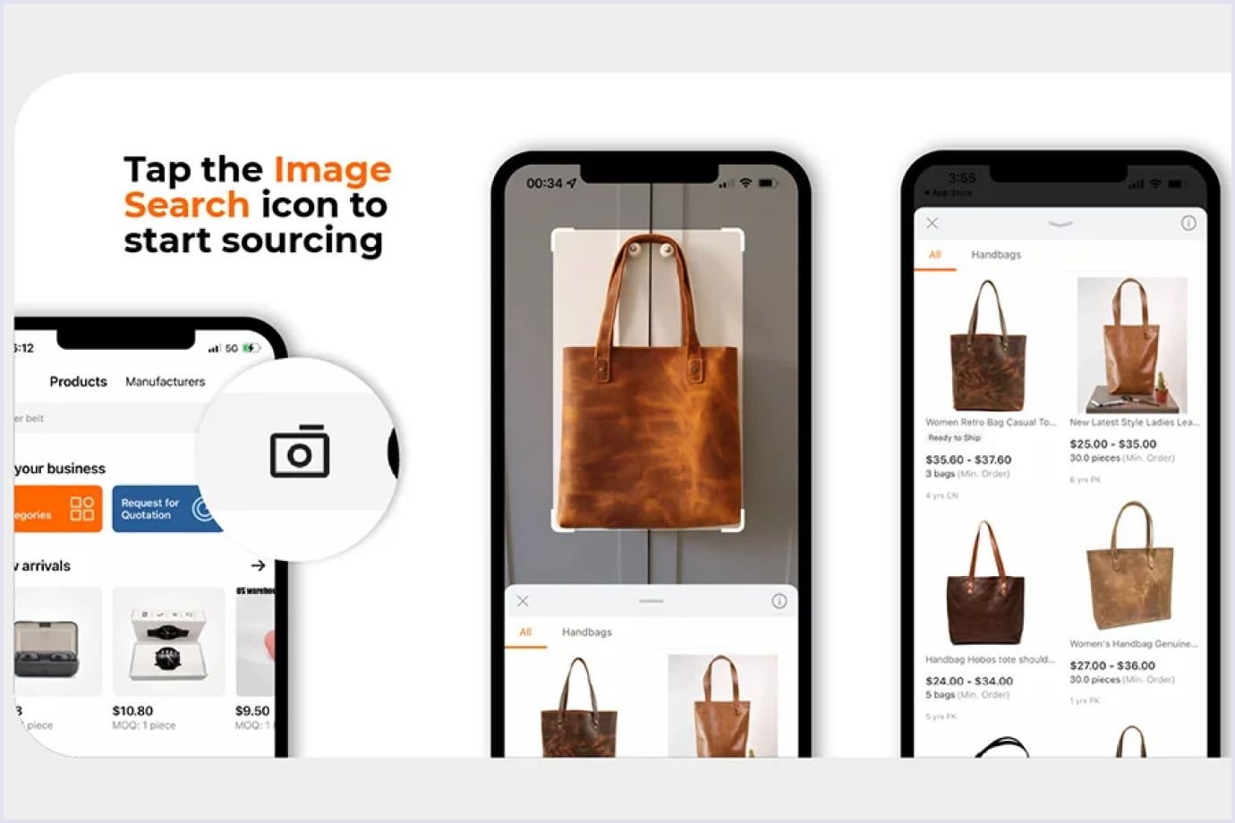 Visual seach on Alibaba Example of visual search on Alibaba
