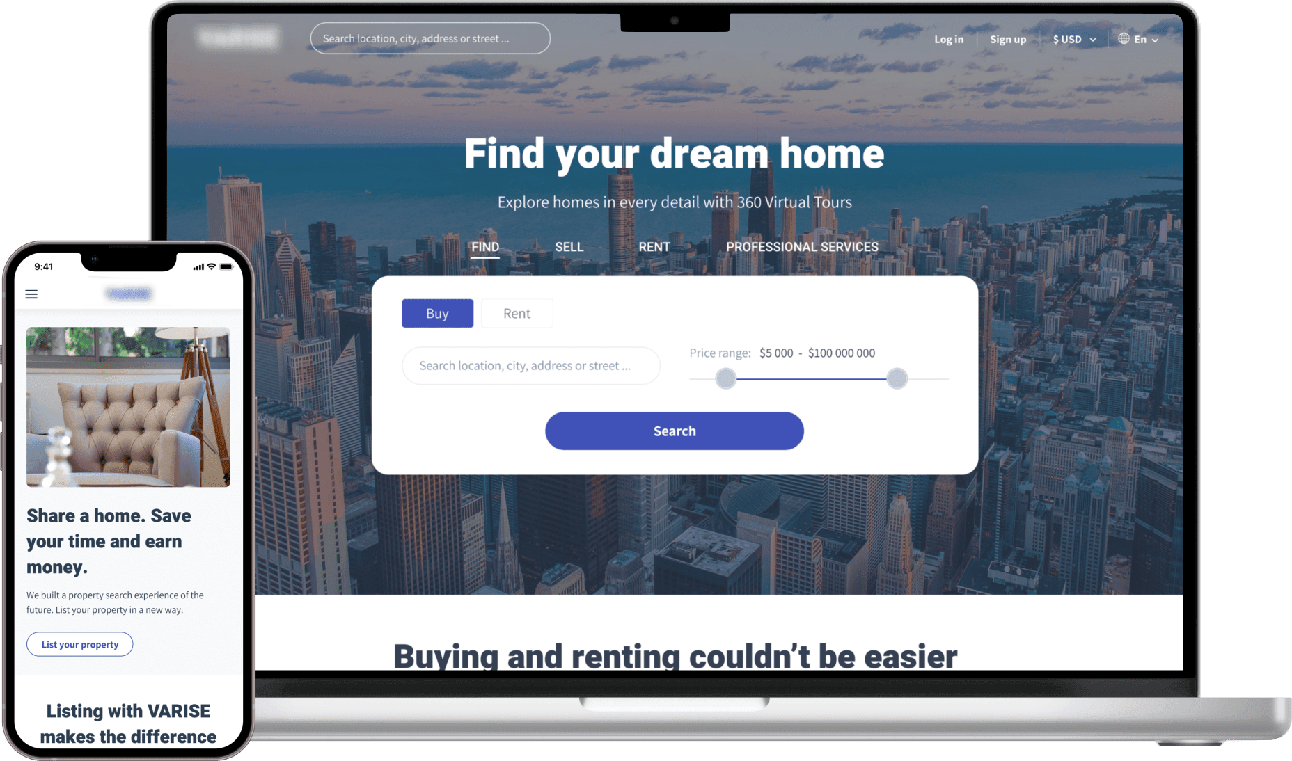Real estate SaaS platform by Codica Desktop and mobile versions of real estate SaaS by Codica | Codica