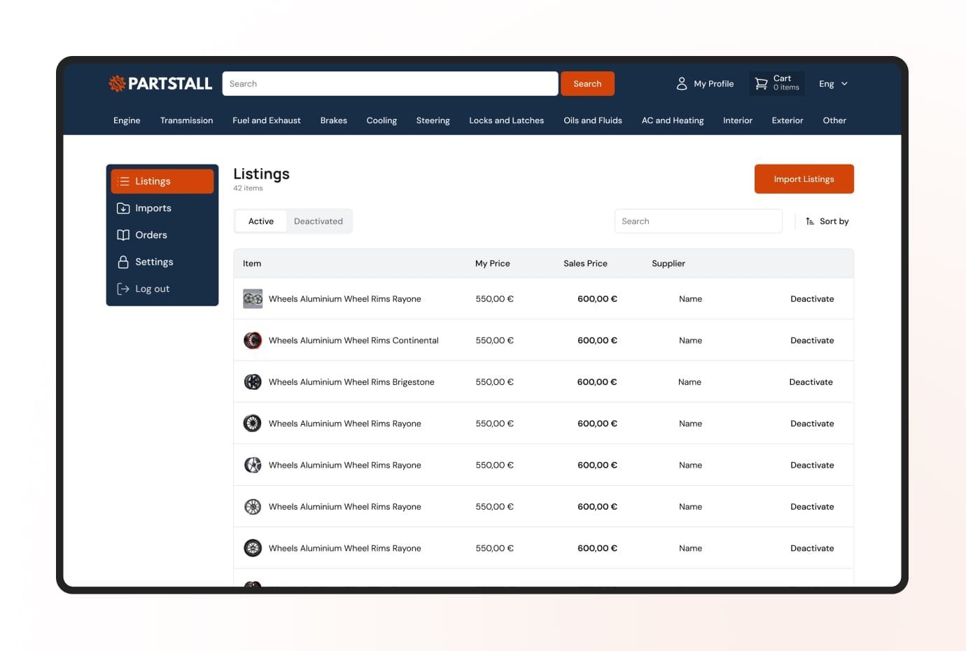 Convenience for vendors to assist them in product and order management in PartStall Convenience for vendors to assist them in product and order management