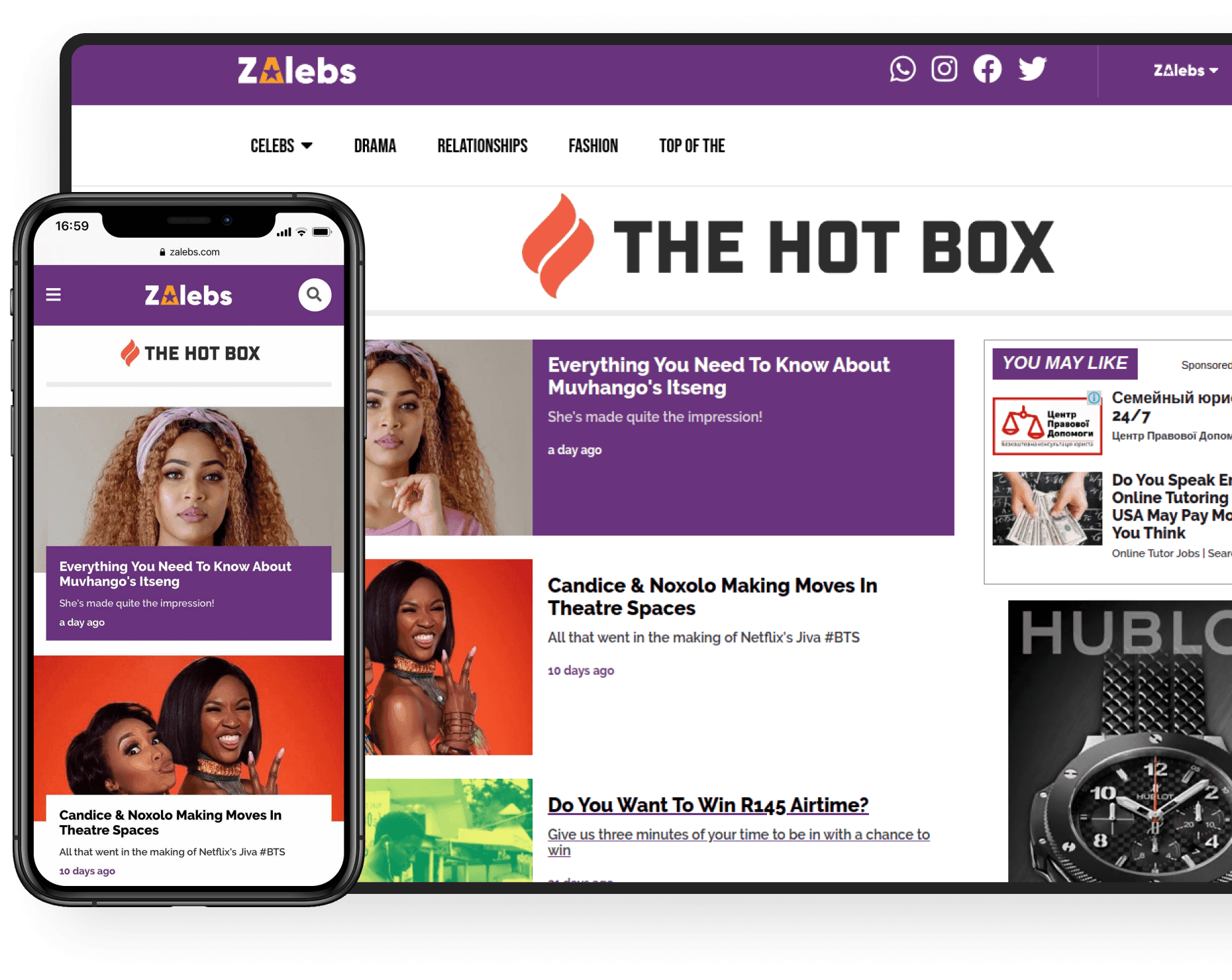 Native banner ads running on the online news portal. Sponsored content shown on the online news portal.