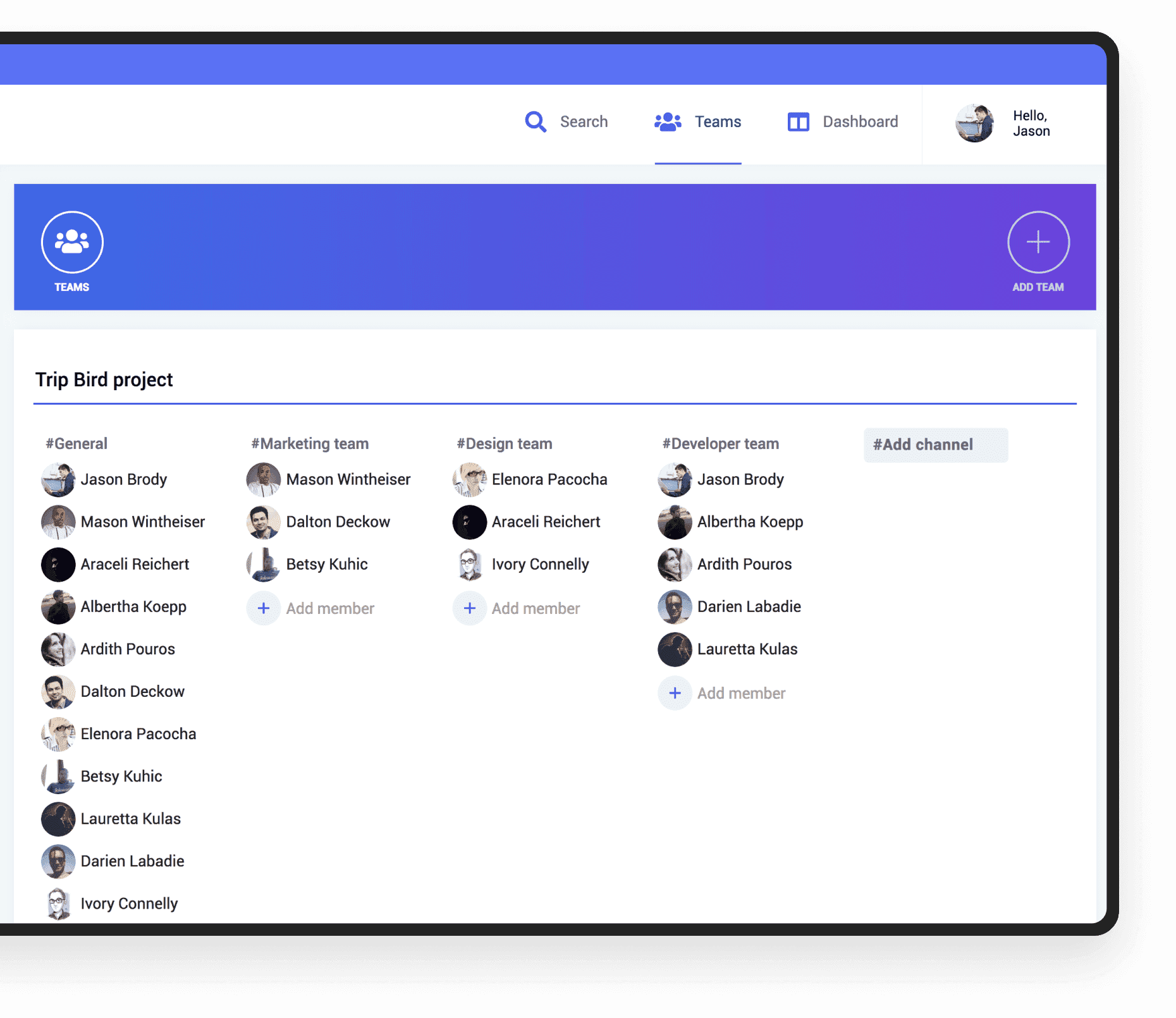 Example of channel administration by collaboration marketplace