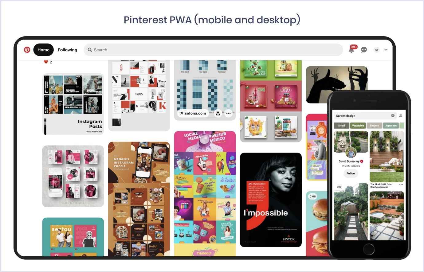 Progressive web app by Pinterest | Codica