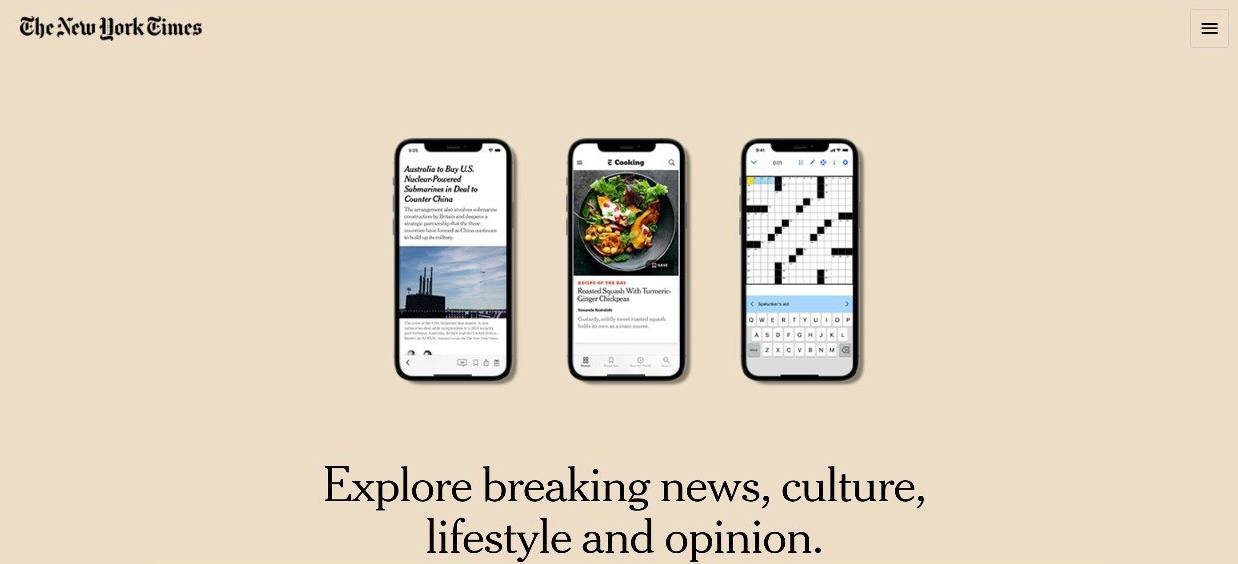 The successful website redesign of The New York Times The existing website of The New York Times