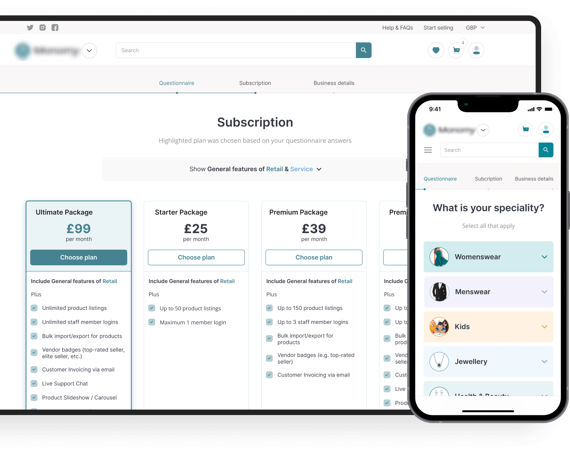 Sign-up form on the custom multi-vendor website | Codica