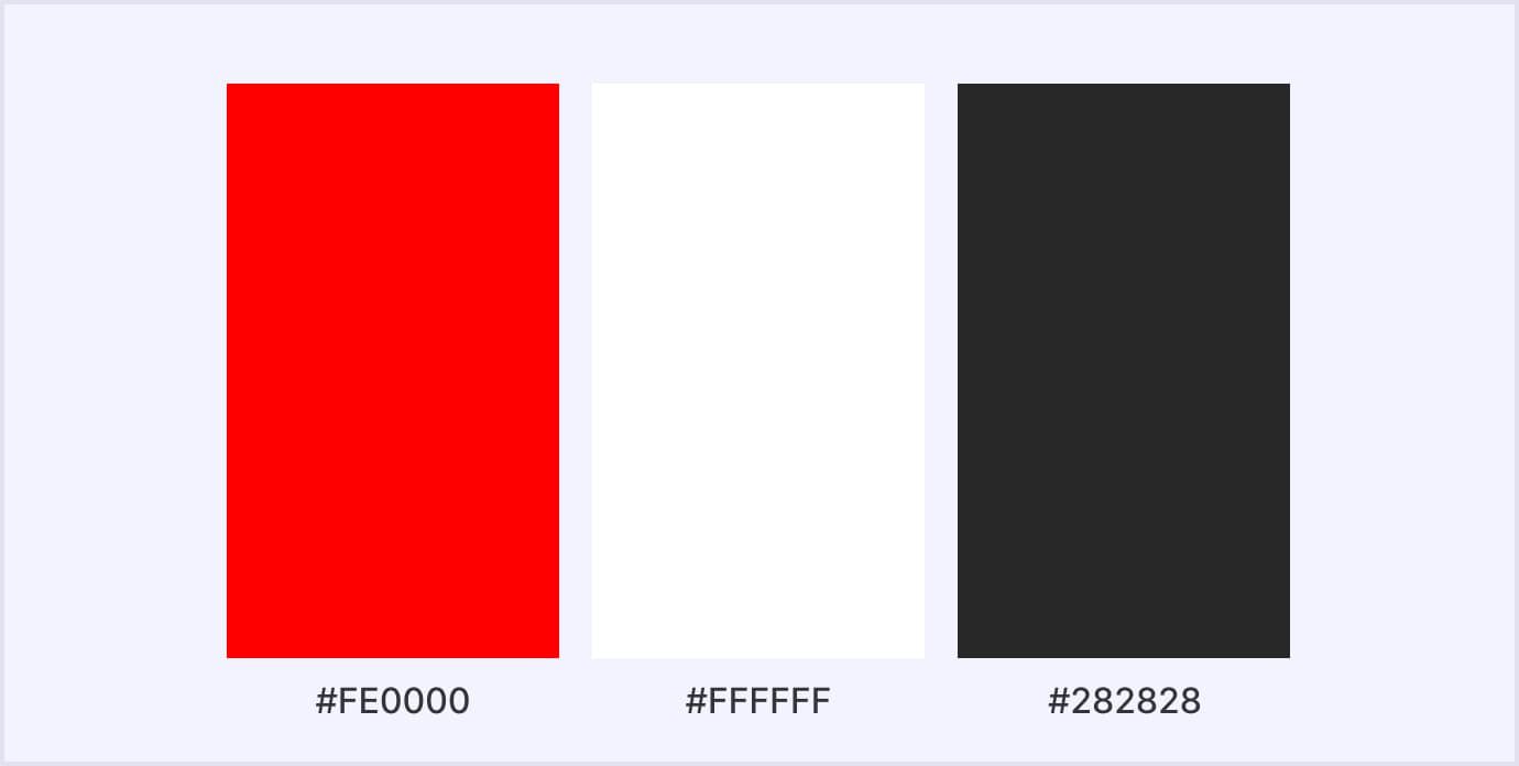 YouTube color palette Color palette: YouTube example