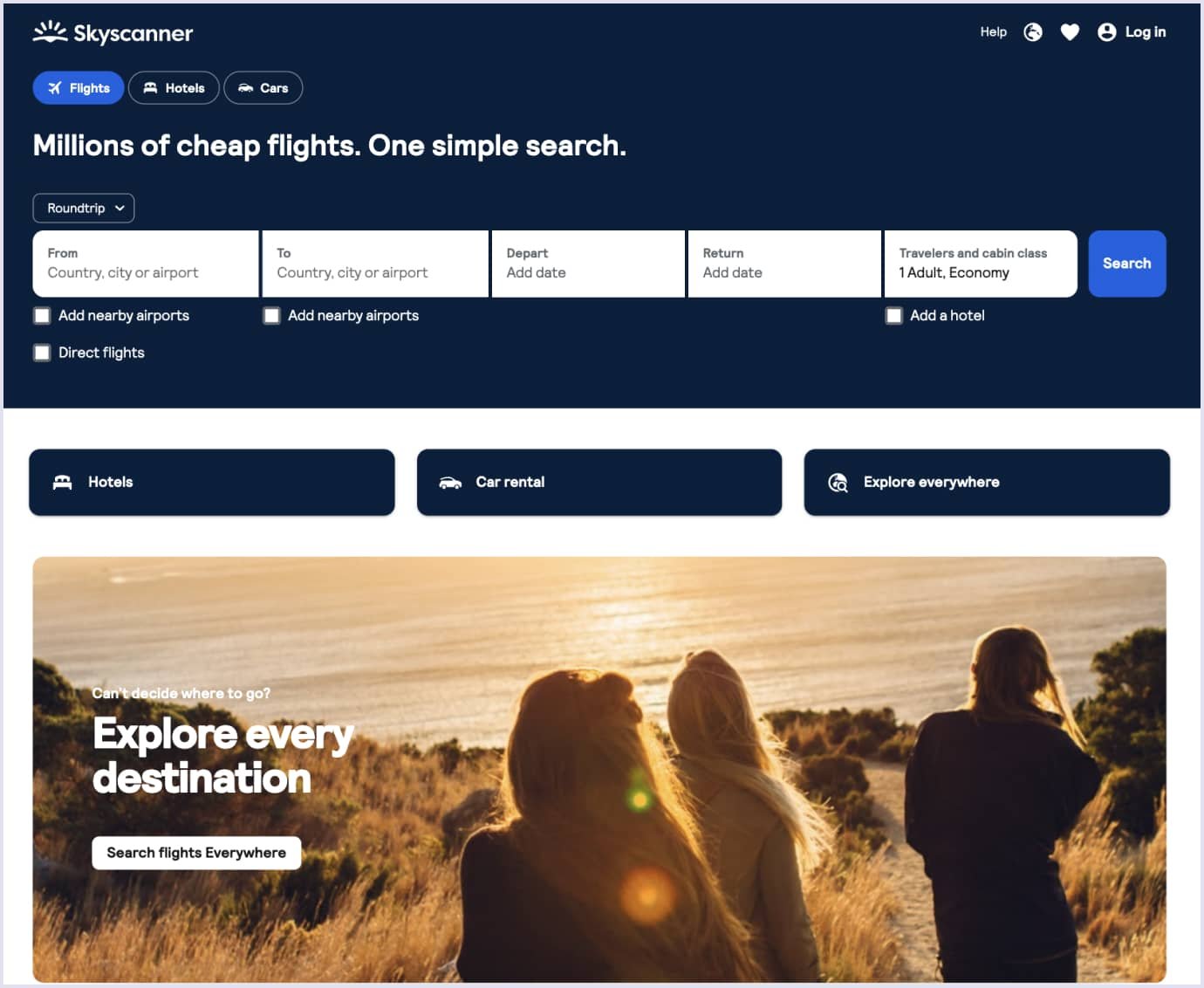 Aggregator interface focused on comparison