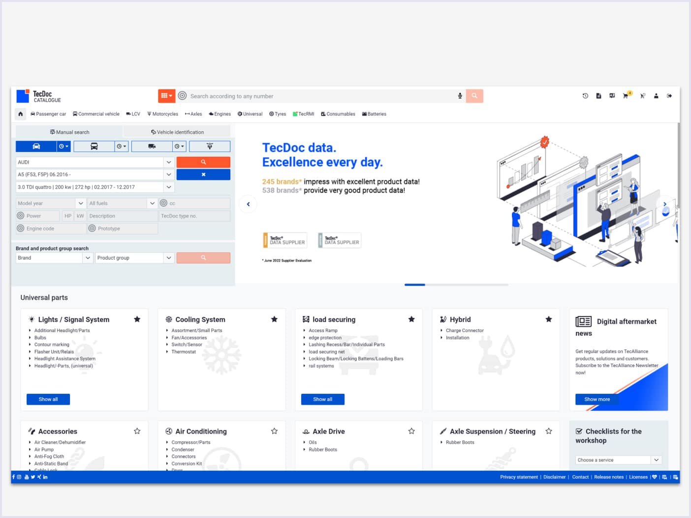TecDoc advanced search capabilities TecDoc search system example