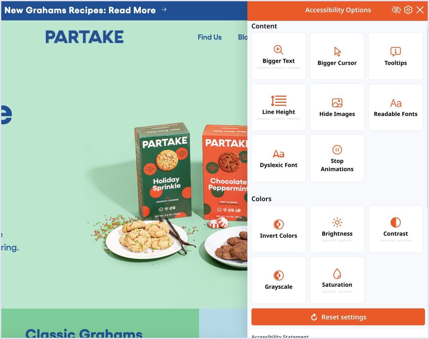 WCAG implementation by Partake Foods