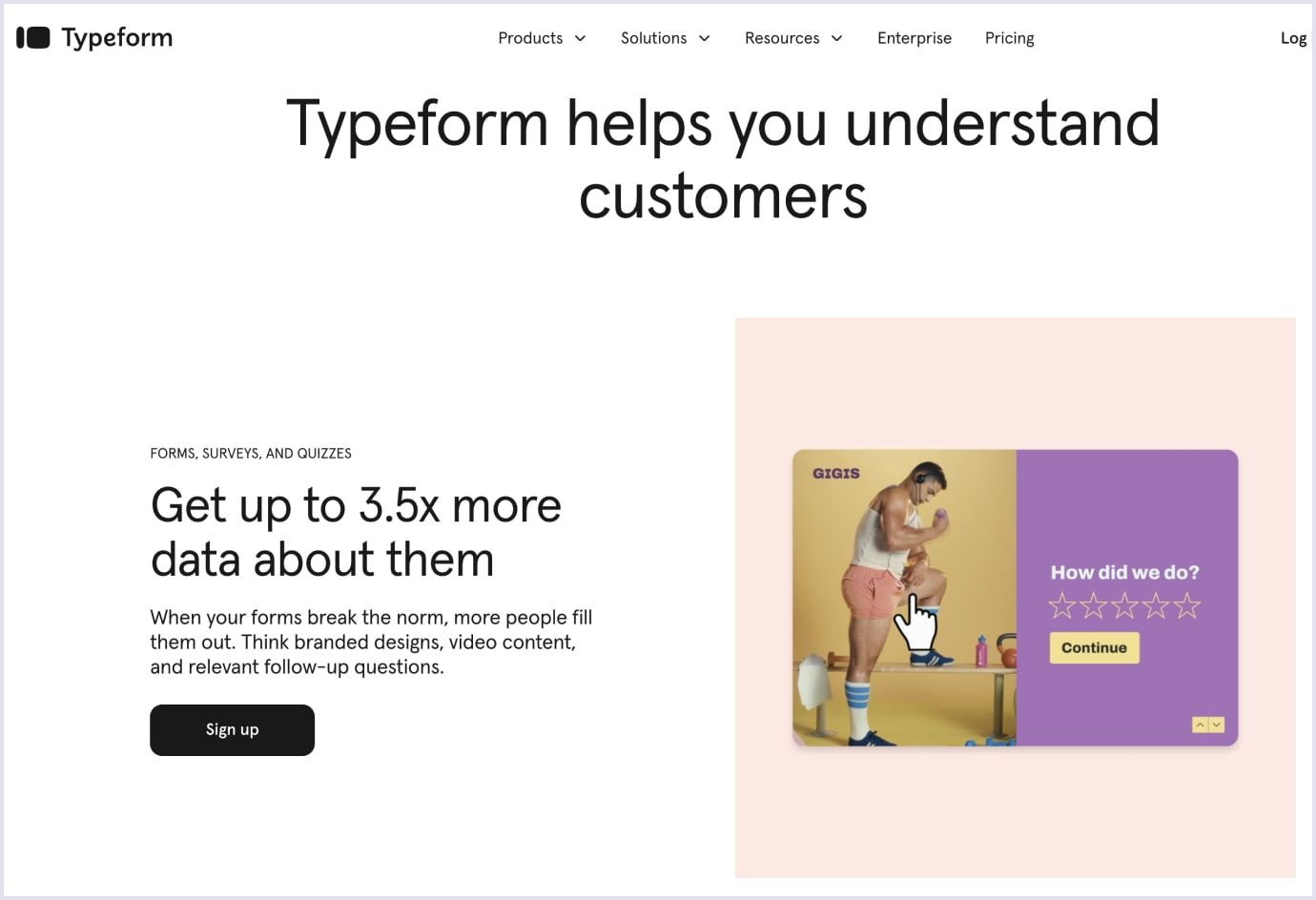 Typeform home page How Typeform looks like