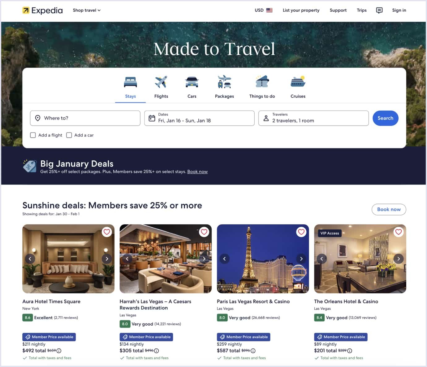 All-in-one travel platform combining search, booking, and packages