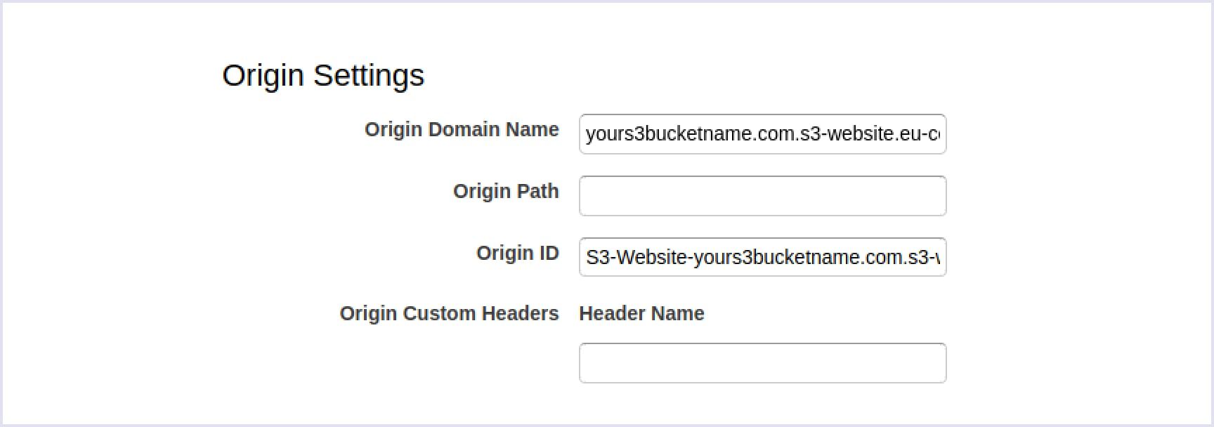 Setting up an origin domain name on CloudFront