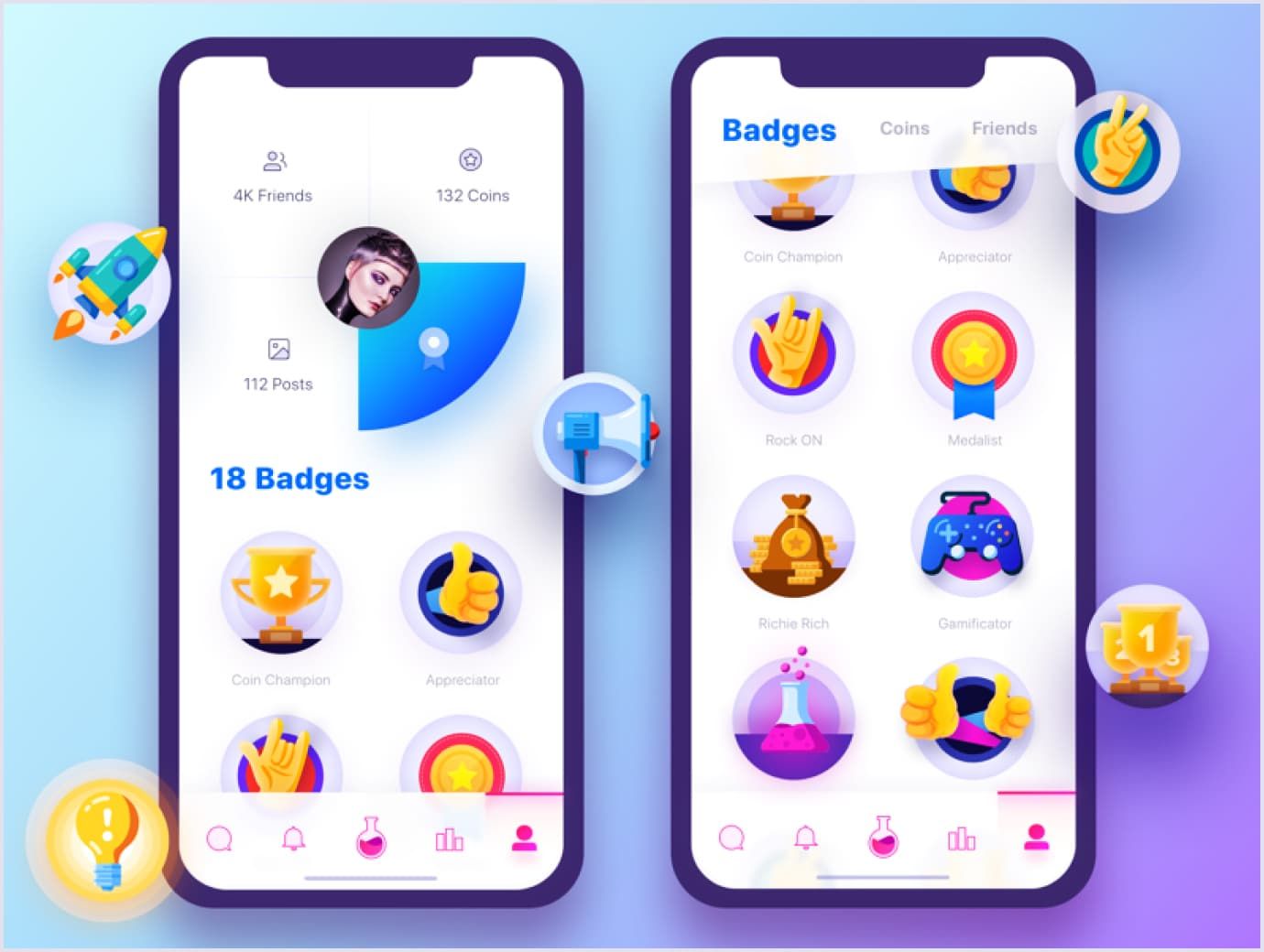 Badges and achievements in the app