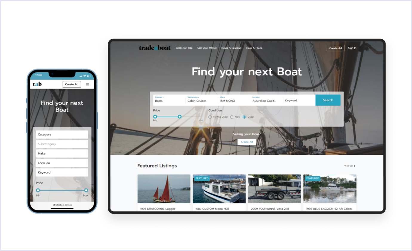 Search filters for boat marketplace