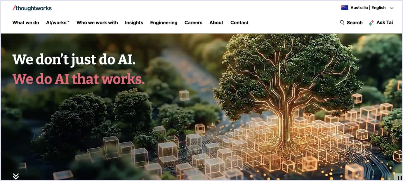 Thoughtworks Australia Technology Consulting Thoughtworks Australia homepage presenting software engineering and digital transformation services