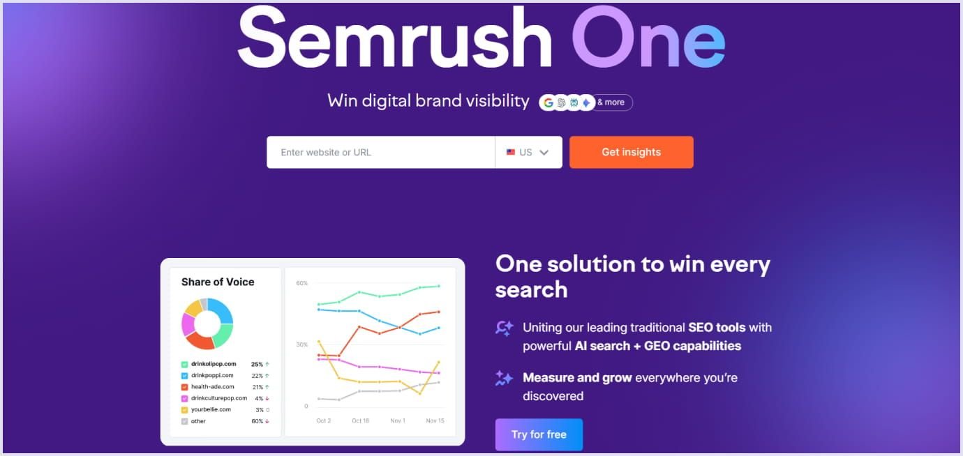 Semrush home page
