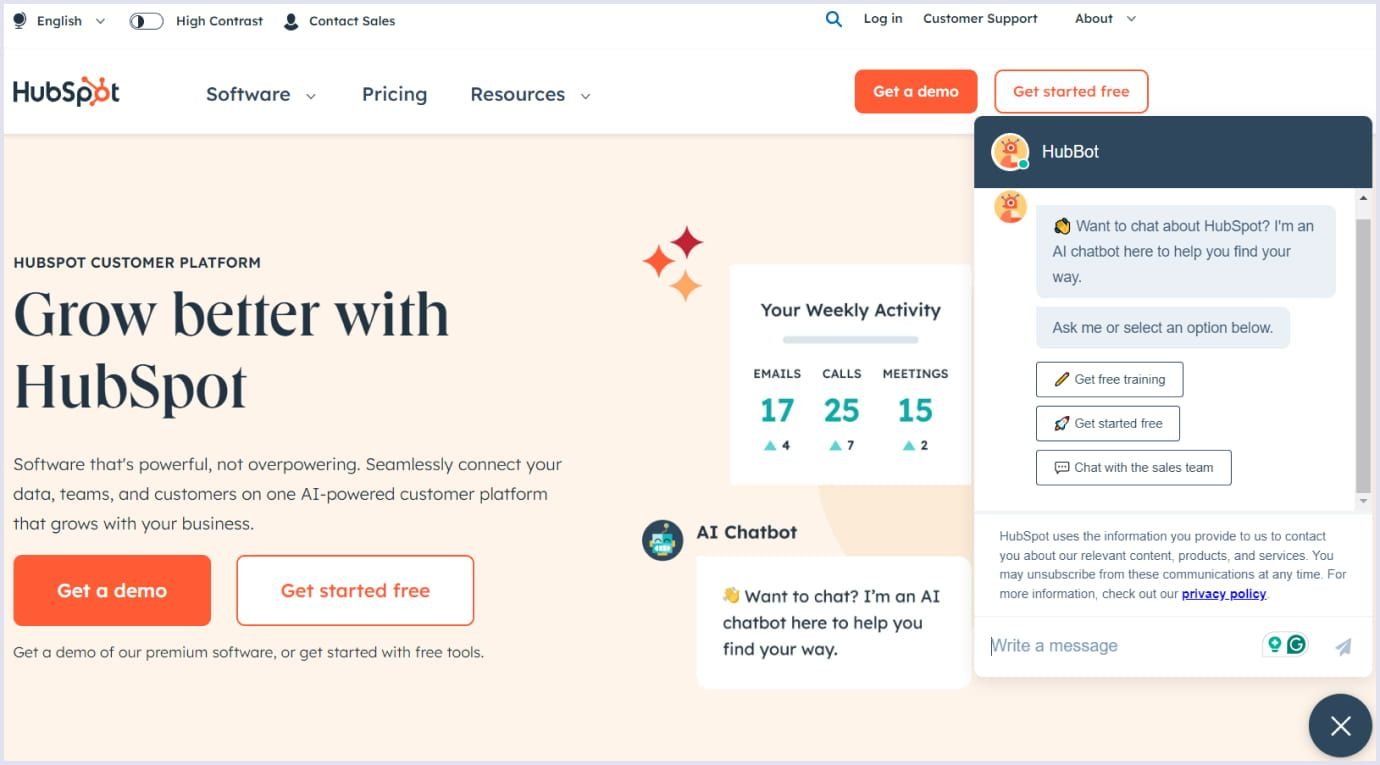 HubBot's features HubBot's interface