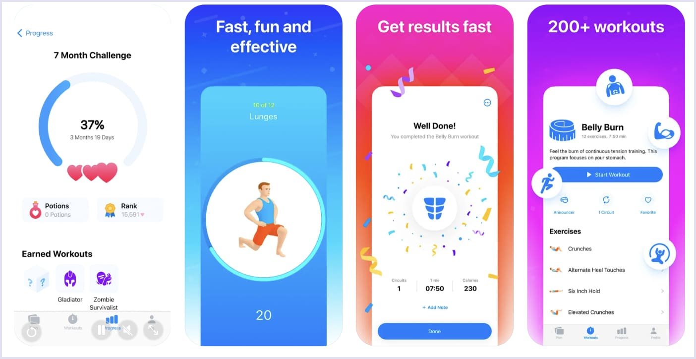 What Seven fitness app offers Main Seven fitness app features
