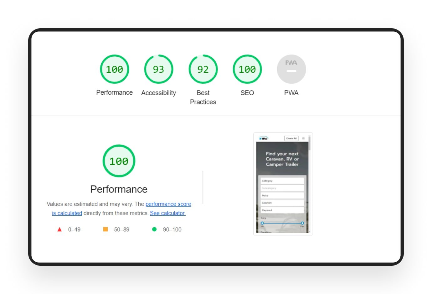 Improved SEO of a caravan-selling marketplace Caravan-selling marketplace improved SEO