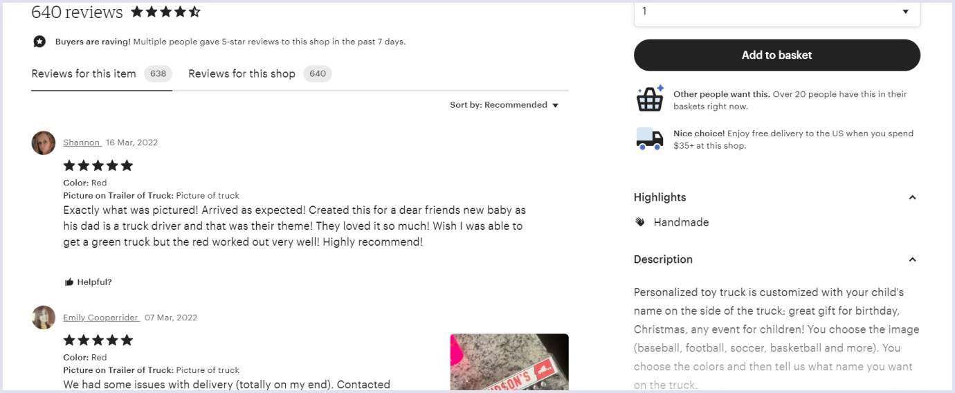 Ratings and reviews example How review functionality looks like