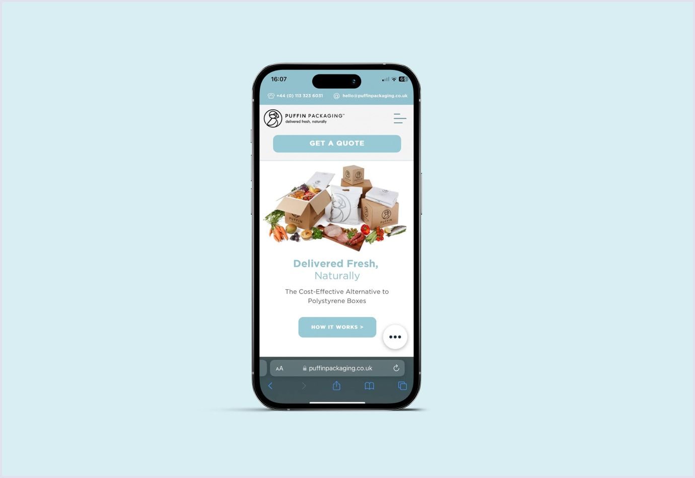 Packaging website design for mobile Packaging website mobile-first design
