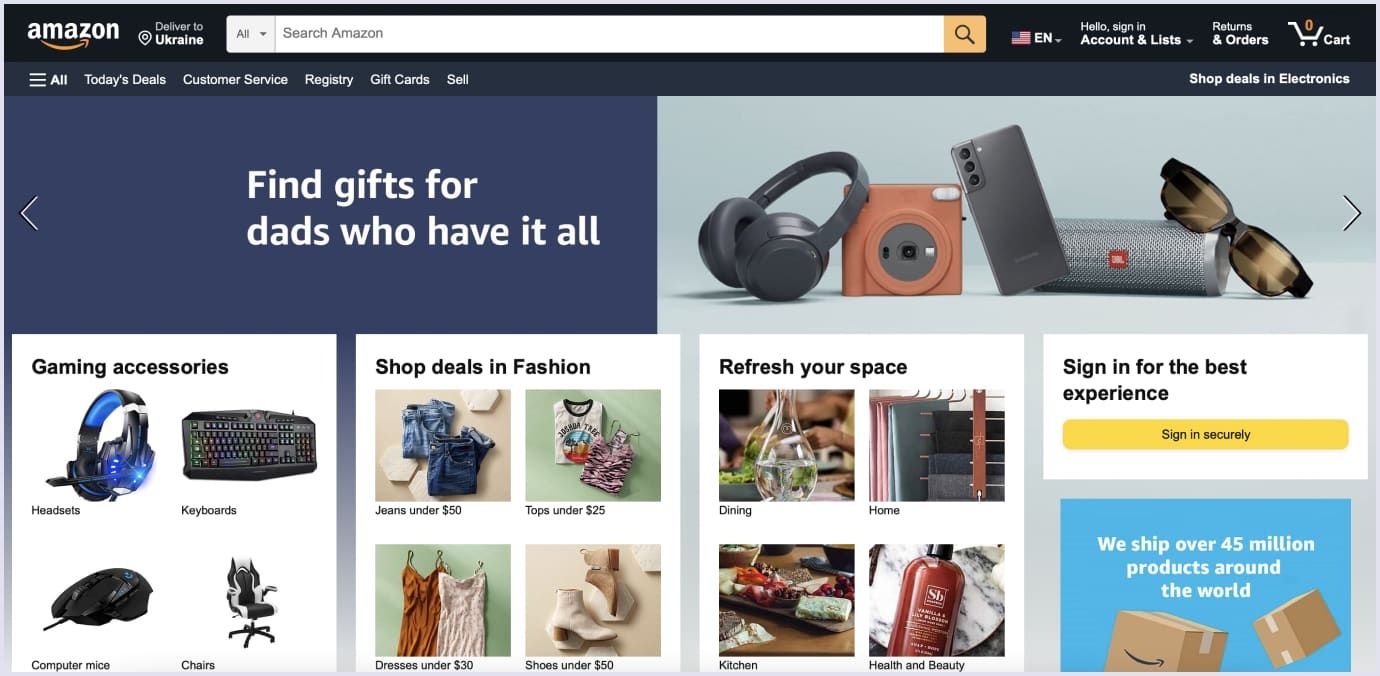 Global P2P marketplace example: Amazon