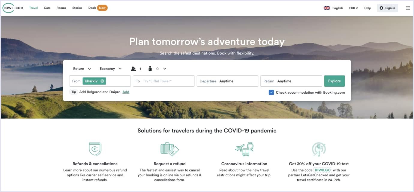Checking accommodation on travel website via filters