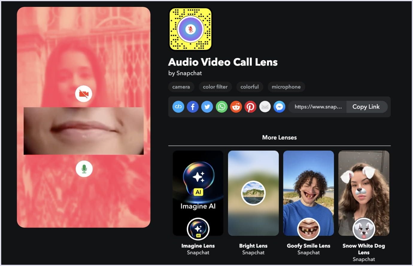 Video Call Lens Snapchat lens for audio and video call effects