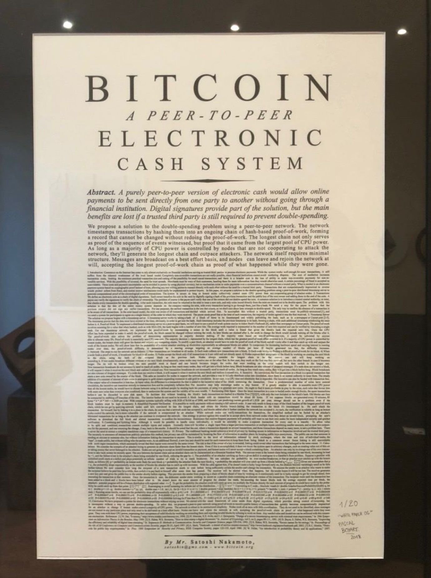 Bitcoin: a P2P electronic cash system Bitcoin whitepaper