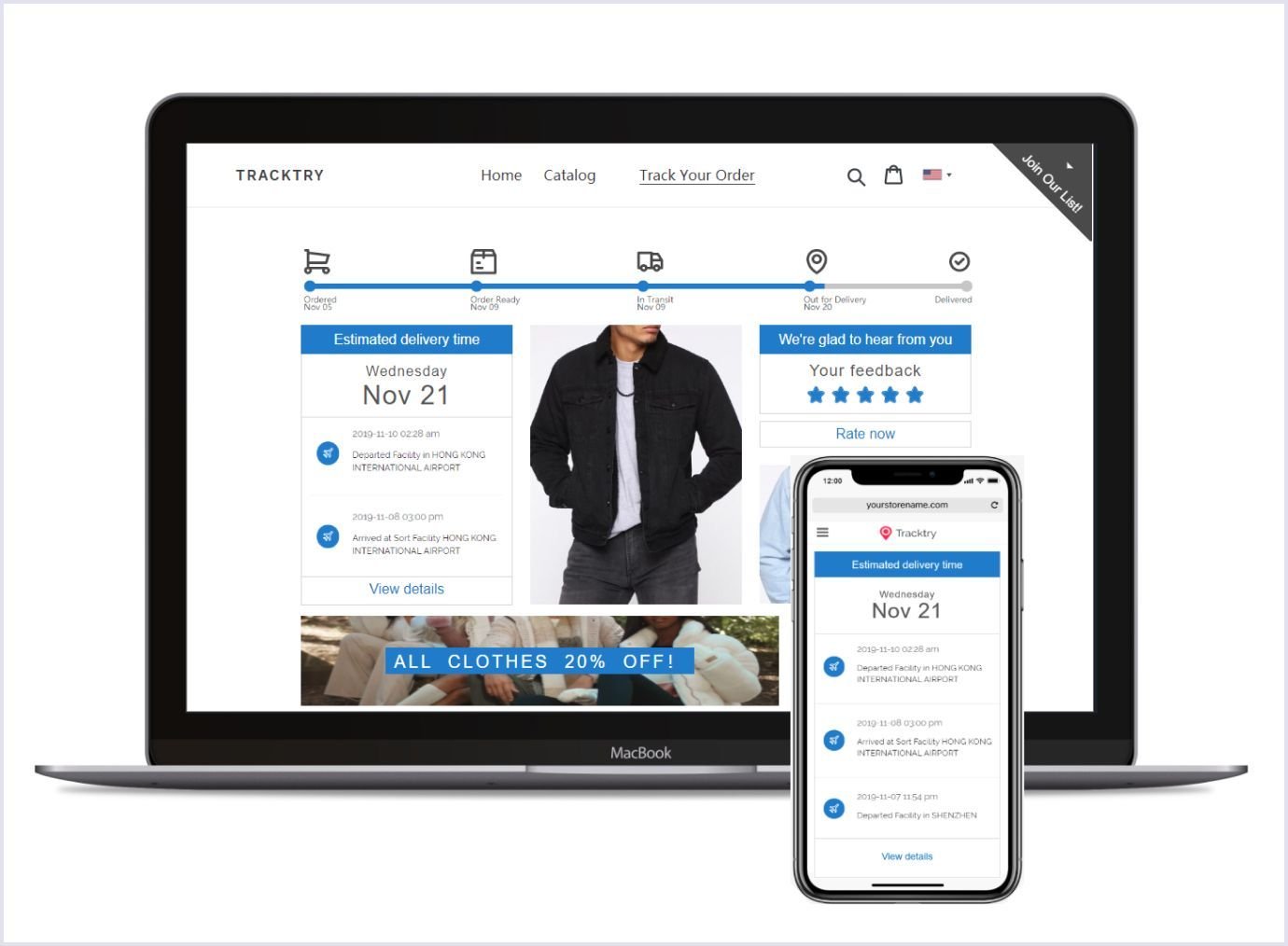 Tracktry page for order tracking Tracktry order tracking page