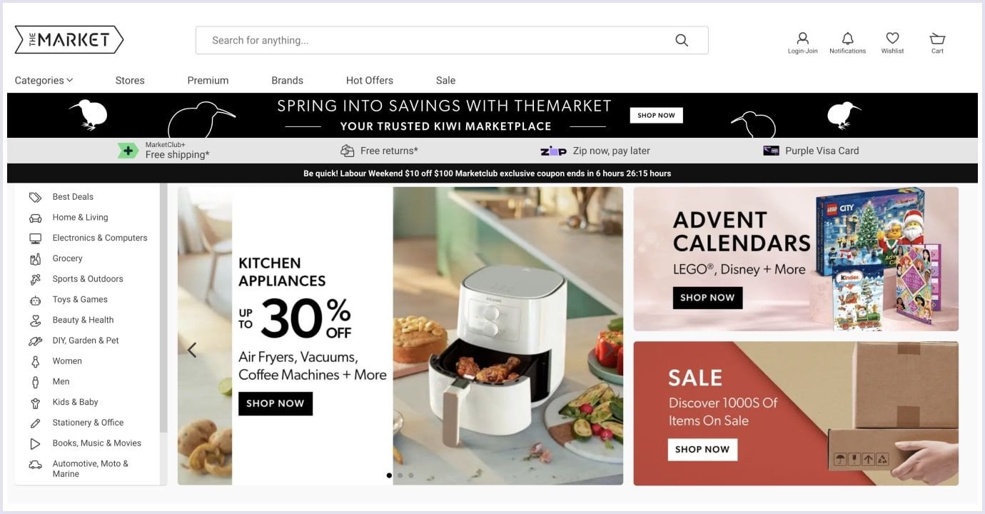 TheMarket main page Home page of TheMarket marketplace