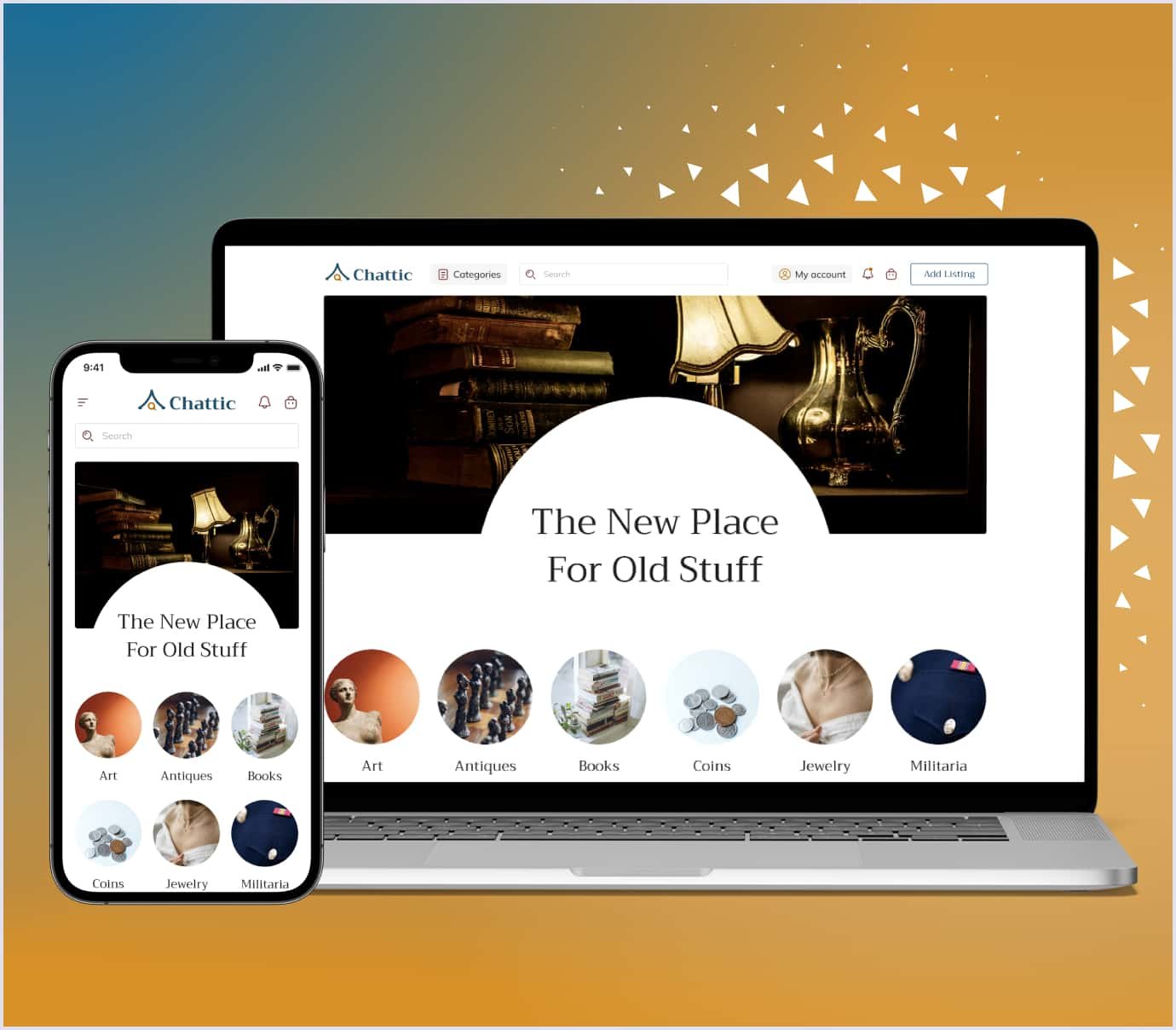 Collectibles marketplace by Codica Chattic example built by Codica