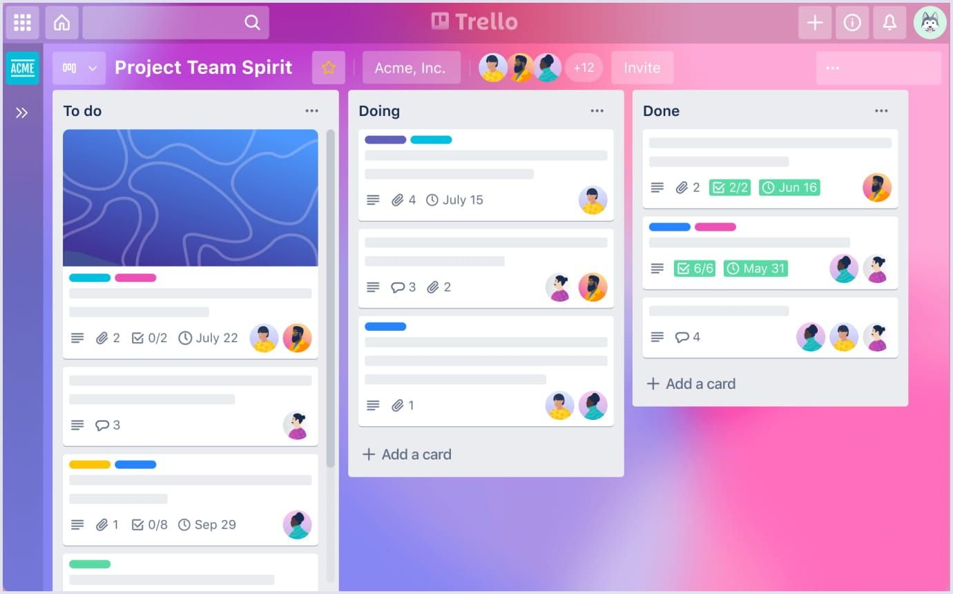 Trello color palette example Example of Trello color palette
