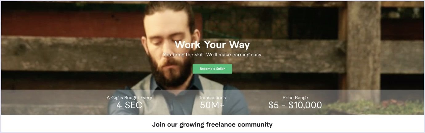 Become a seller Call to action encouraging users to join Fiverr as freelancers