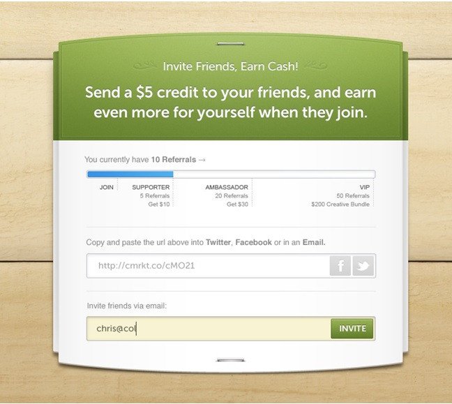 Referral system by Creative Market Referral system by Creative Market | Codica