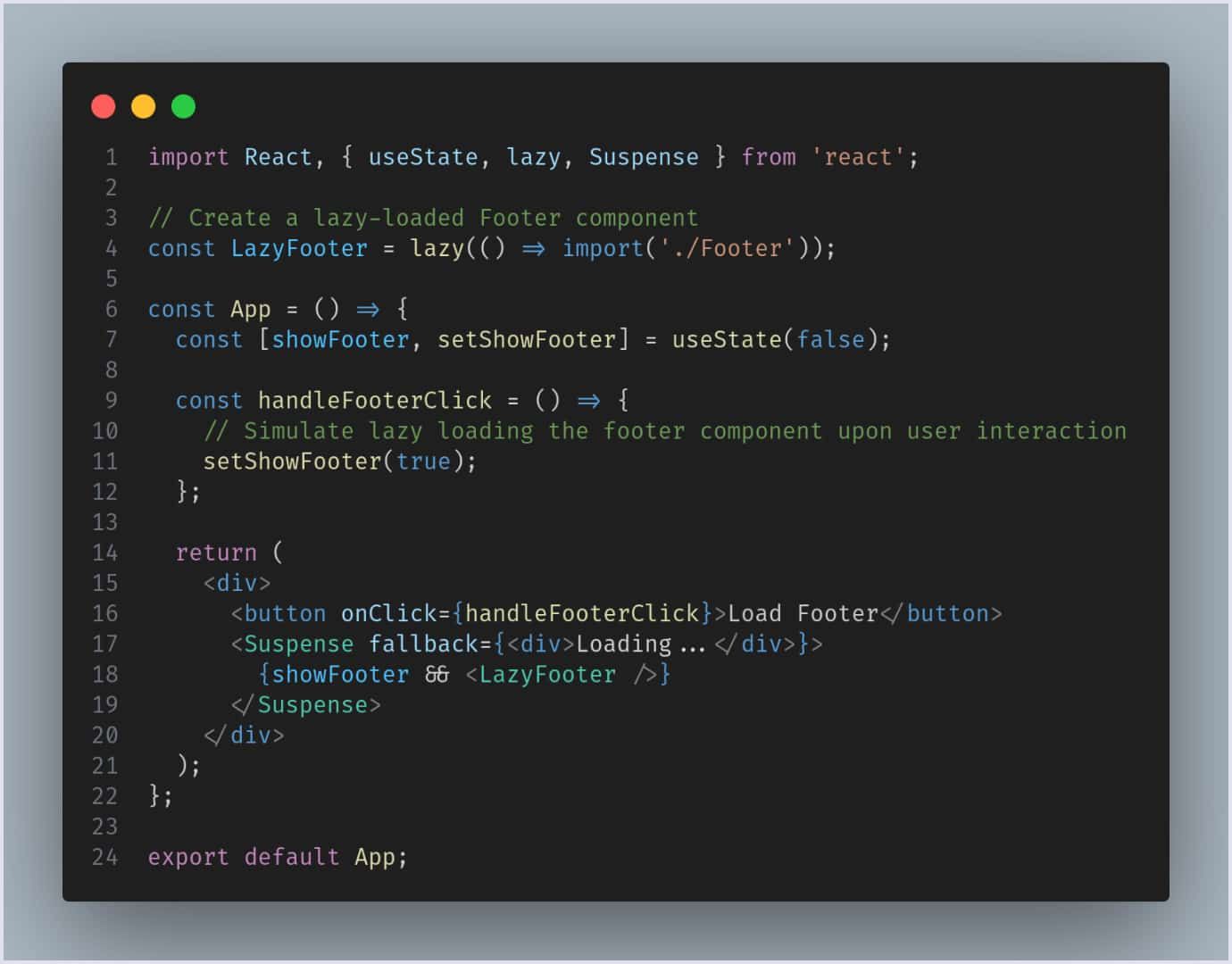 Injected content code in React
