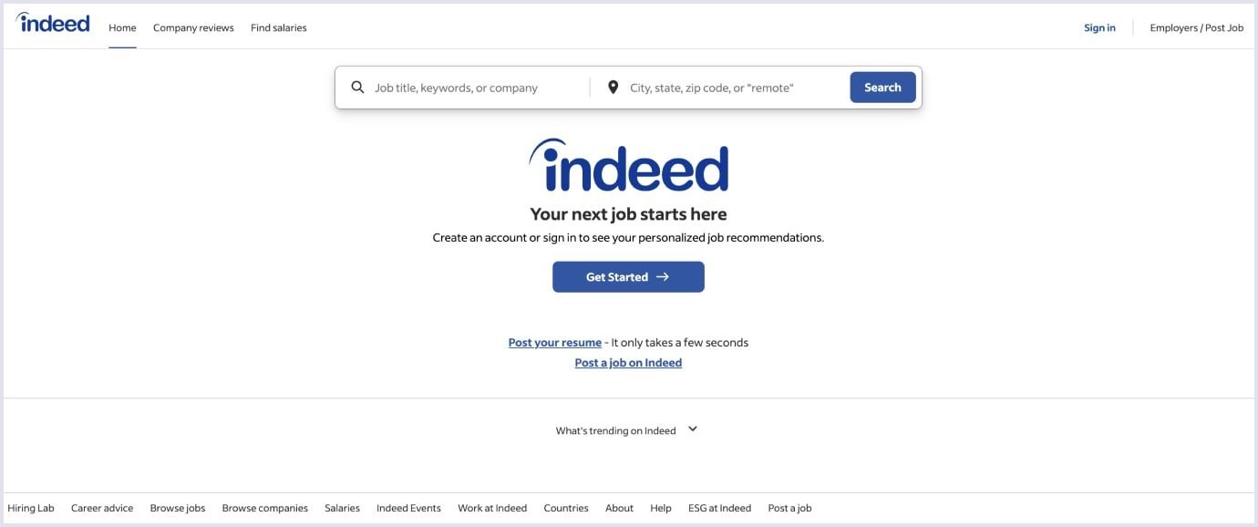 A leading job search engine example: Indeed Indeed as a leading job search engine