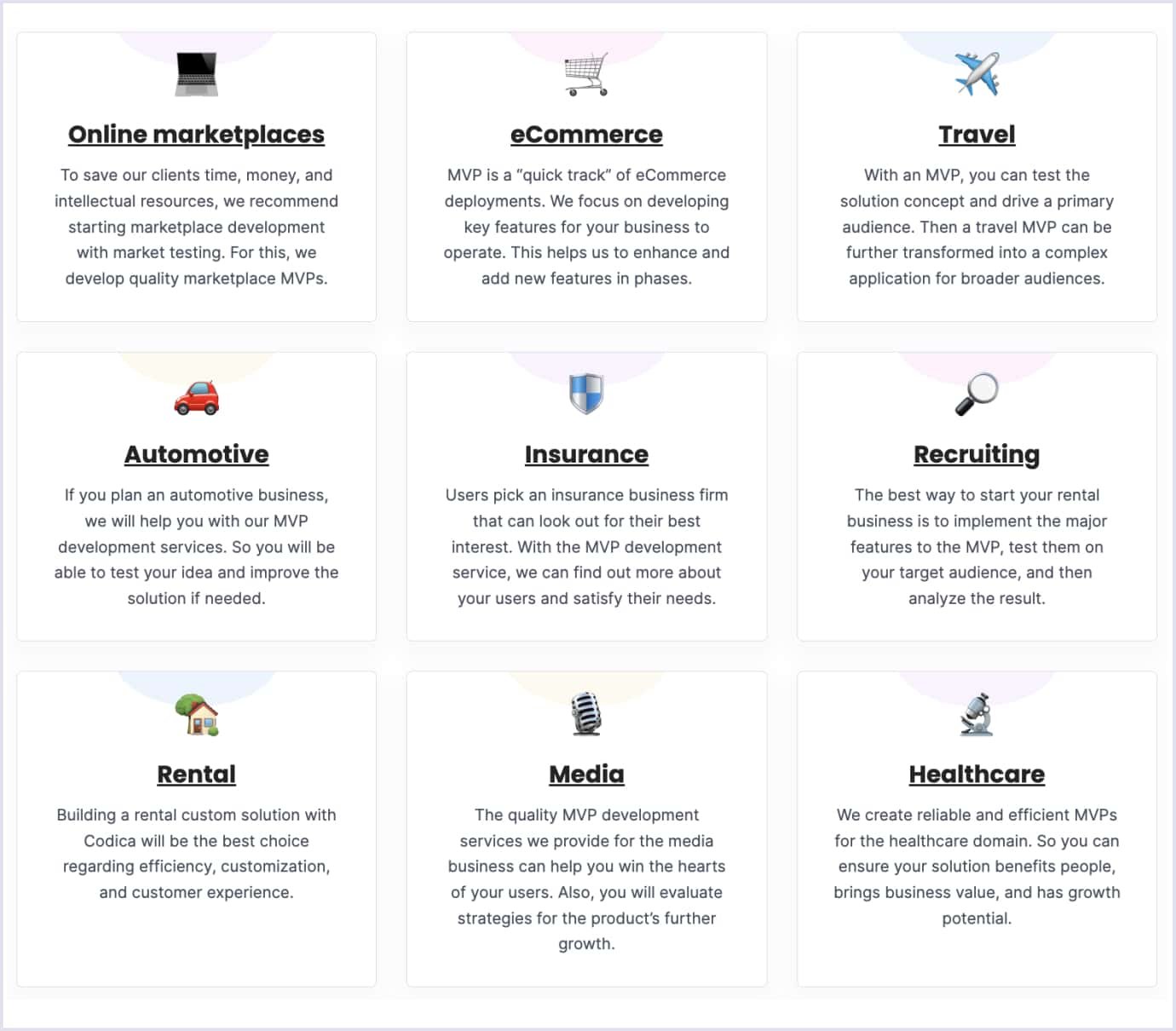 Niches of MVP development at Codica Industries Codica creates MVPs in
