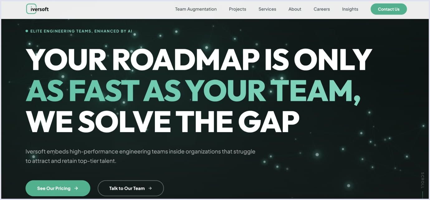 Iversoft homepage highlighting enterprise software and mobile development services
