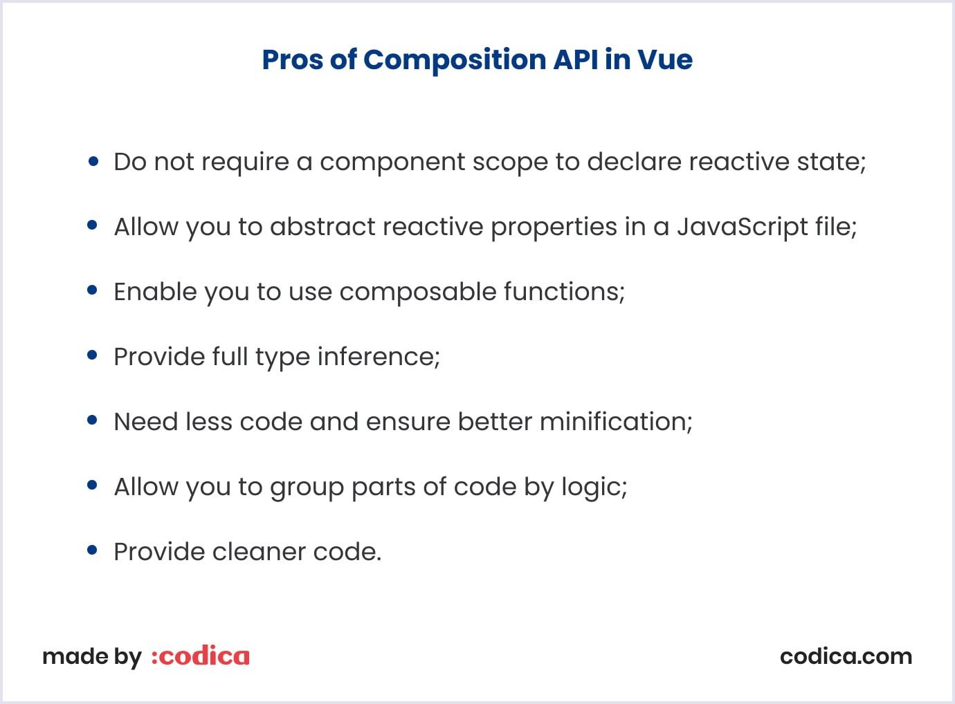 Pros of Composition API used in Vue Advantages of Composition API in Vue