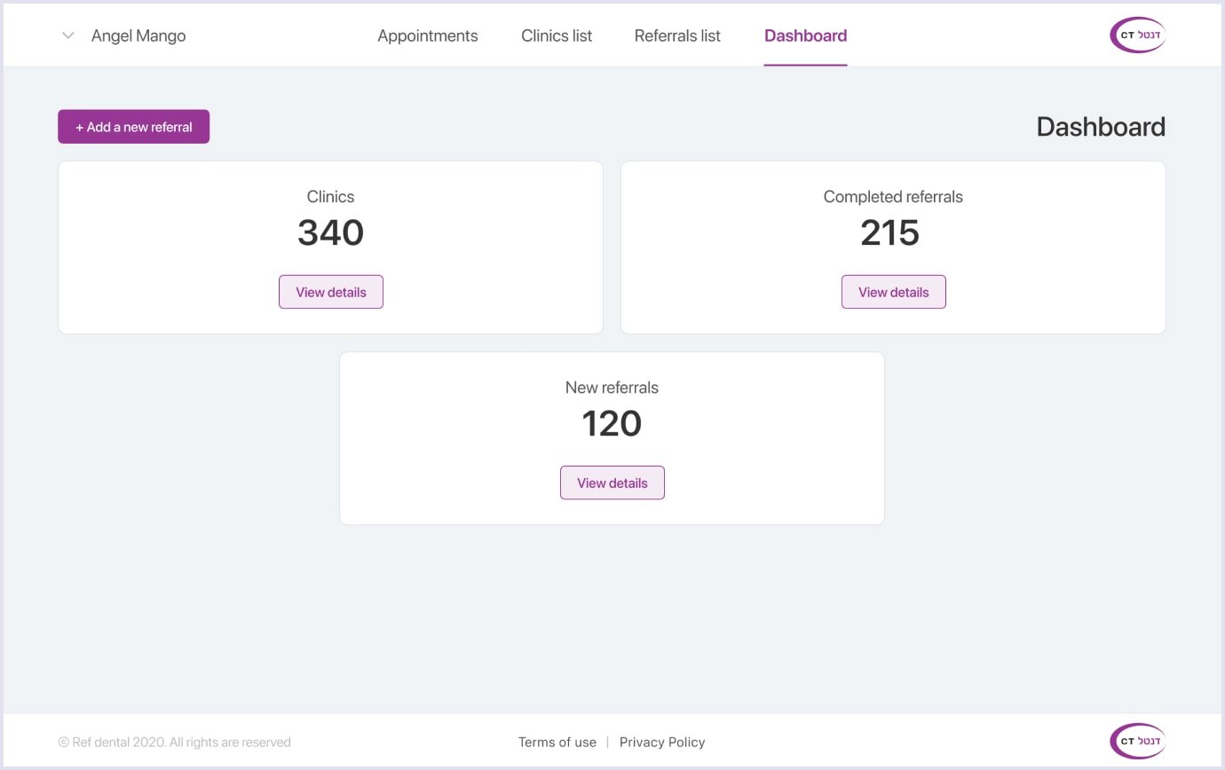 RefDental dashboard